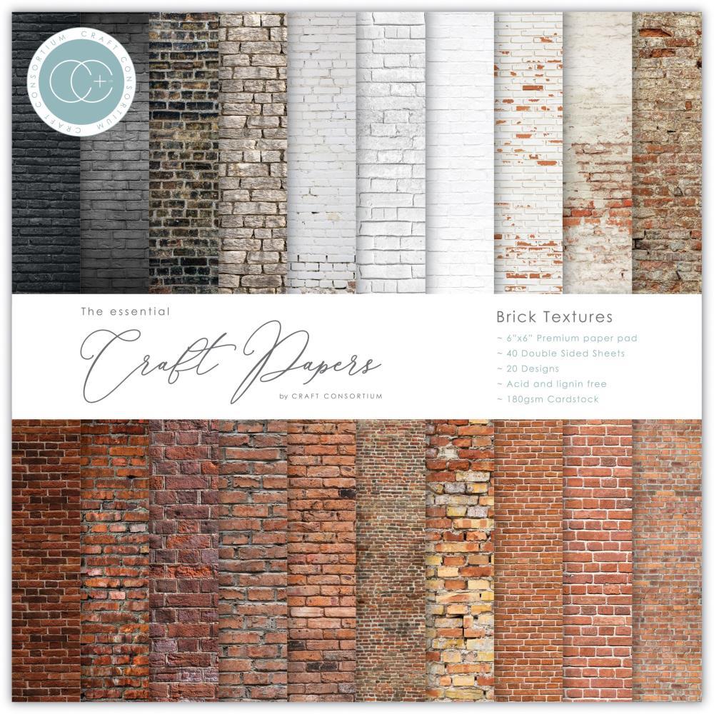 Craft Consortium Double-Sided Paper Pad 6X6 40/Pkg Brick Textures