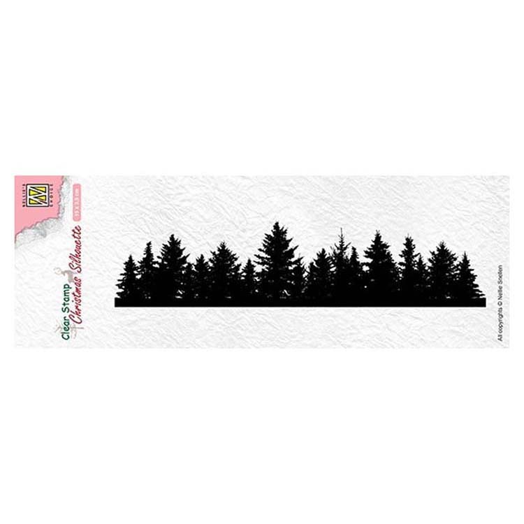 Nellie Snellen Christmas Silhouette Clear Stamps Pine Tree Border