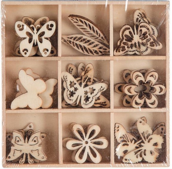 Wood Mini Themed Embellishments Butterfly 45Pk