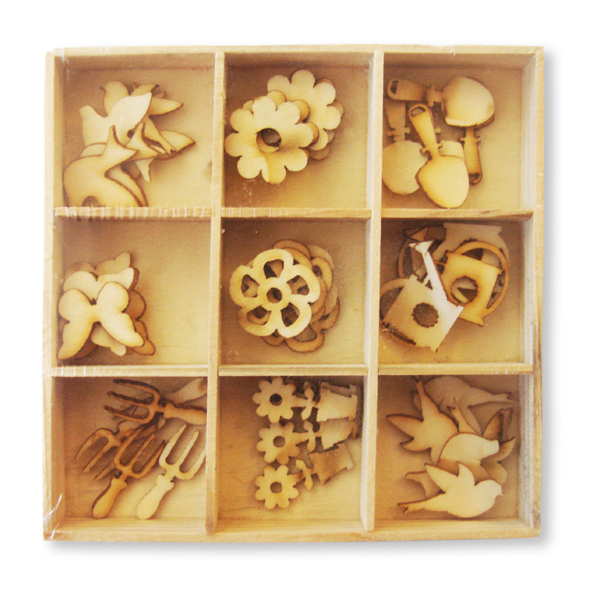 Wood Mini Themed Embellishments Spring 45Pk