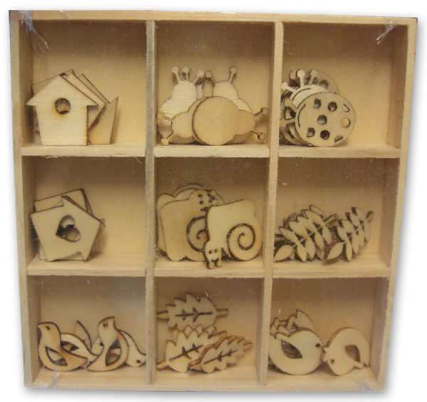 Wood Mini Themed Embellishments Garden 45Pk