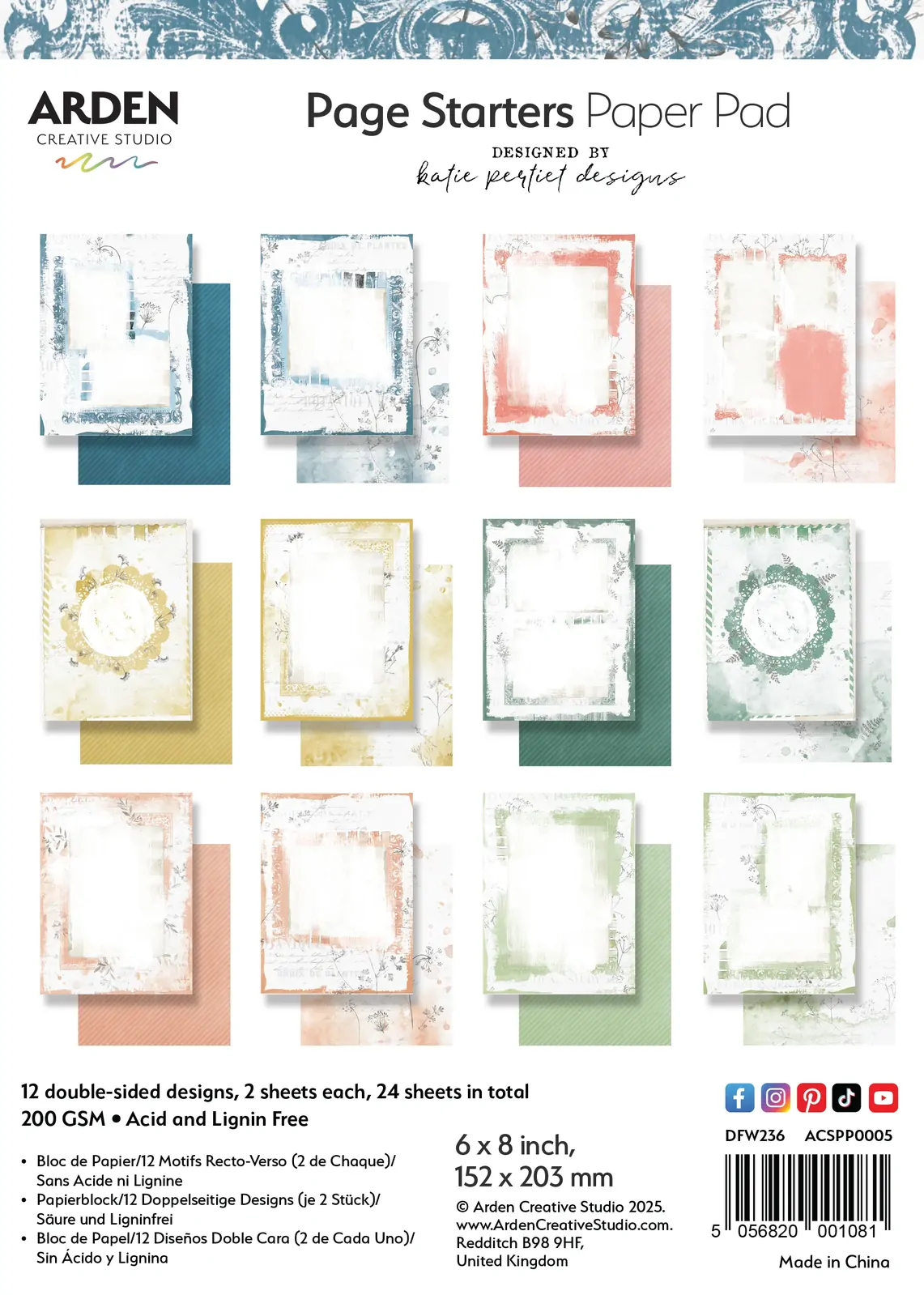 Arden Creative Page Starters 6" X 8" Paper Pad