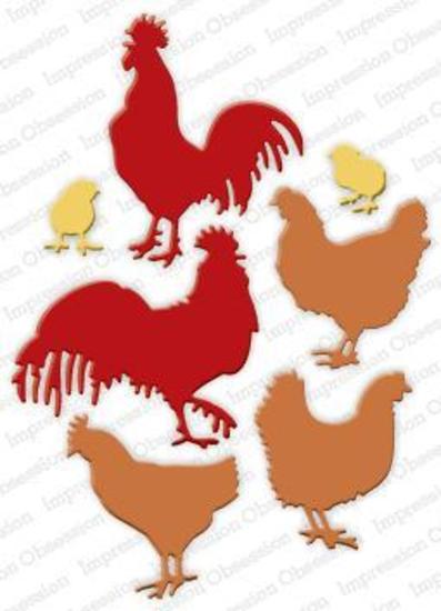 Impression Obsession Die Roosters & Chickens DIE273Z 