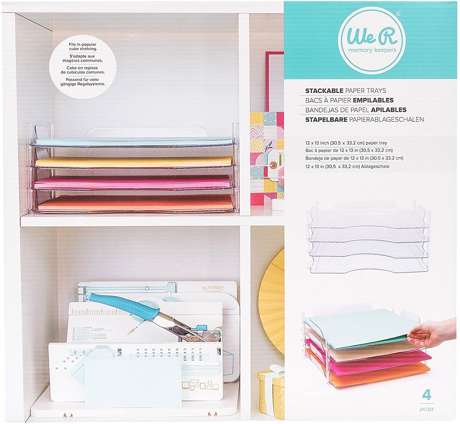 We R Memory Keepers 12x12 Stackable Acrylic Paper Trays Storage 4/pk 660476