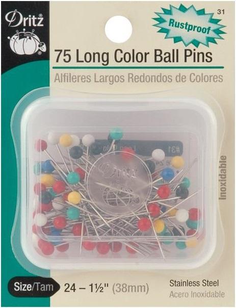 Pins Stainless Steel 75 Long Colour Ball 38mm
