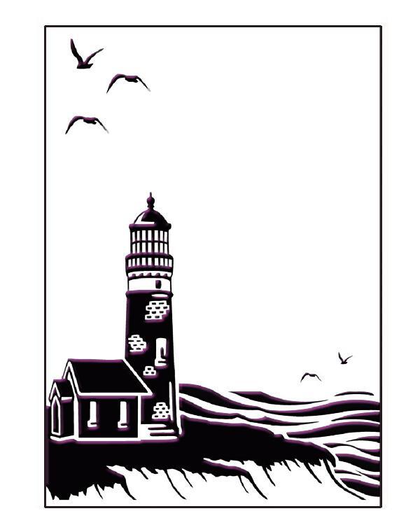 Ecstasy Crafts Embossing Folder - Coastal View Size 5 x 7