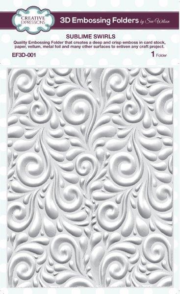 Sue Wilson 3D Embossing Folder 5.75 x 7.5 Sublime Swirls