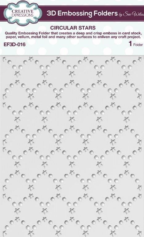 Sue Wilson 3D Embossing Folder 5.75 x 7.5 Circular Stars