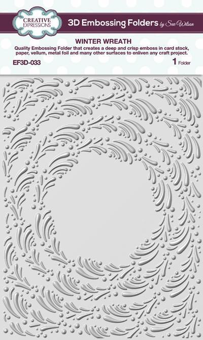 Sue Wilson 3D Embossing Folder 5.75 x 7.5 Winter Wreath