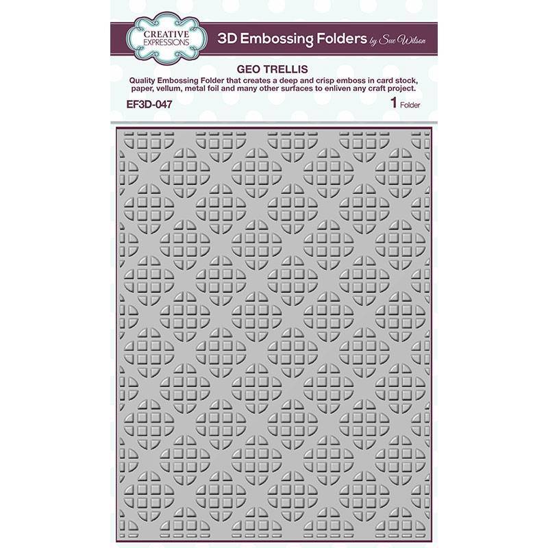 Sue Wilson 3D Embossing Folder 5.75 x 7.5 Geo Trellis