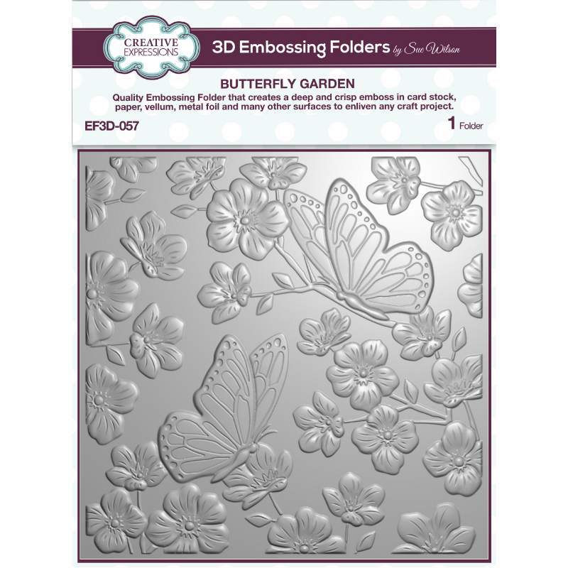 Creative Expressions Butterfly Garden 6 in x 6 in 3D Embossing Folder EF3D-057