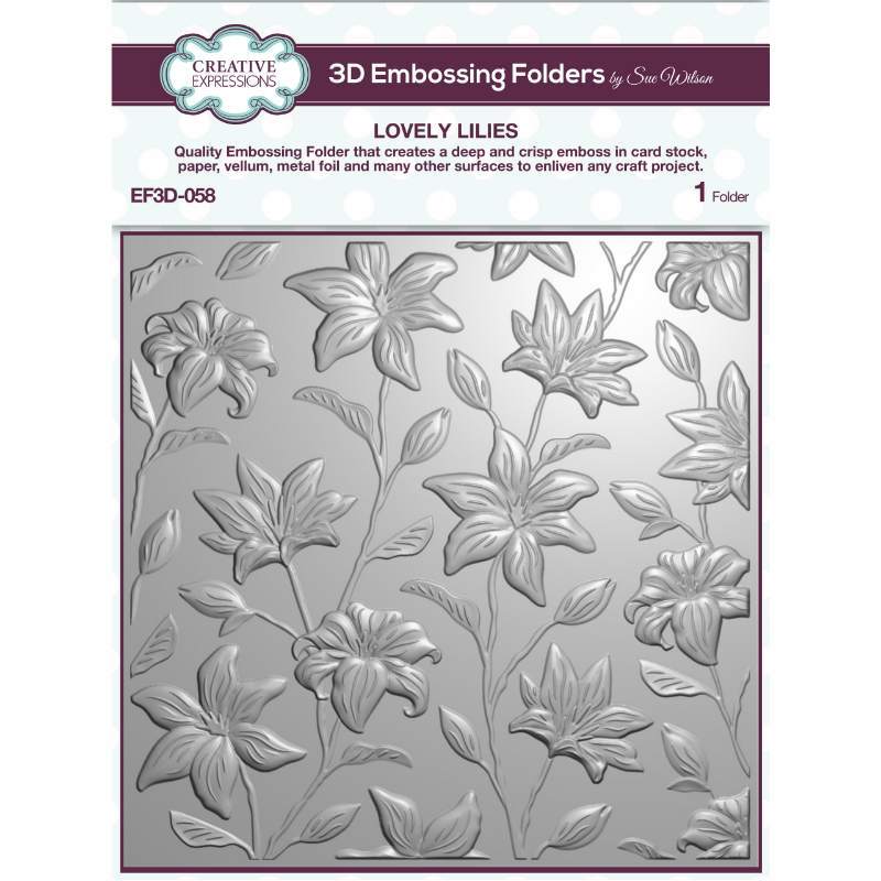 Creative Expressions Lovely Lilies 6 in x 6 in 3D Embossing Folder EF3D-058