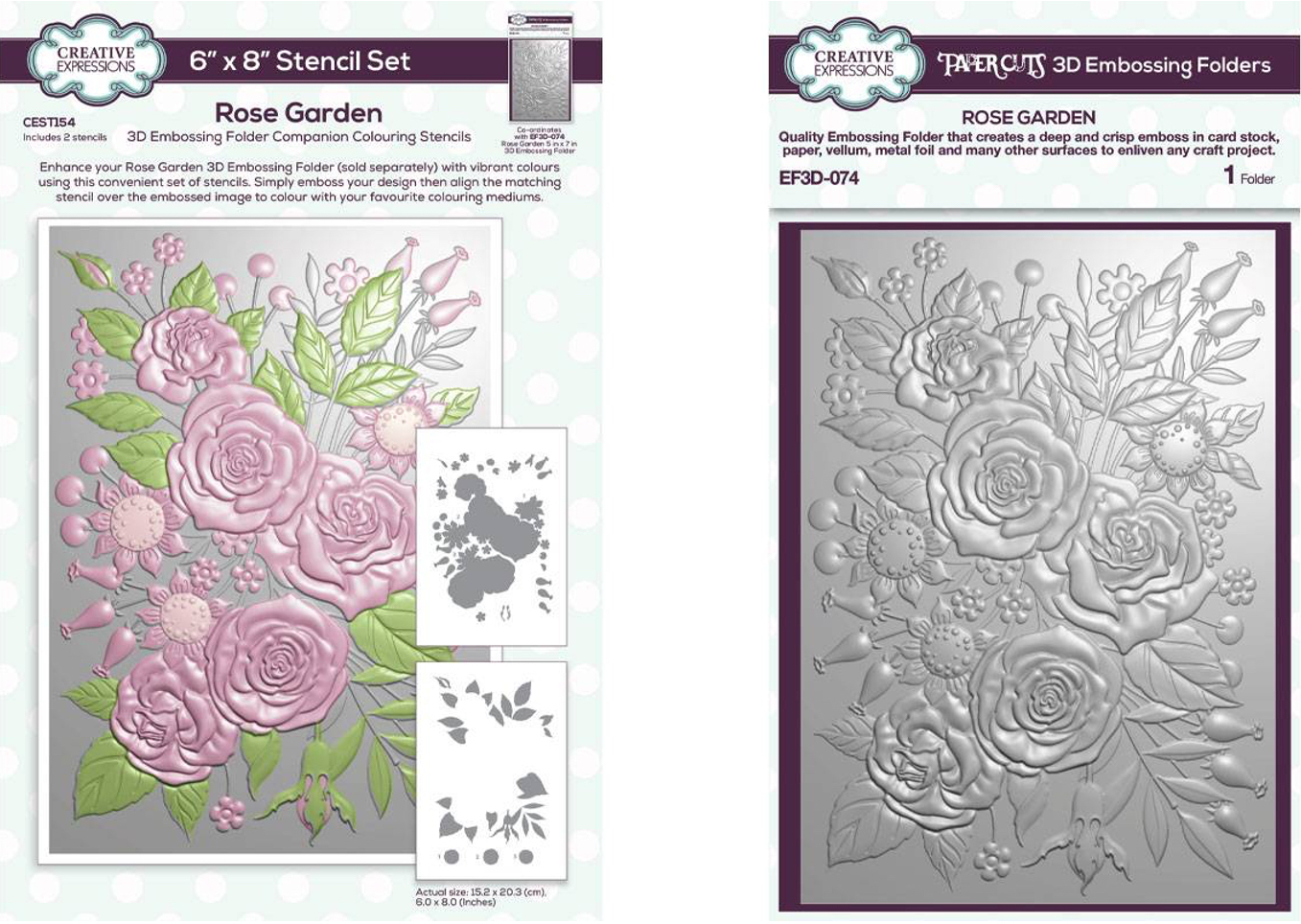 Creative Expressions Rose Garden Embossing Folder and Stencil Bundle