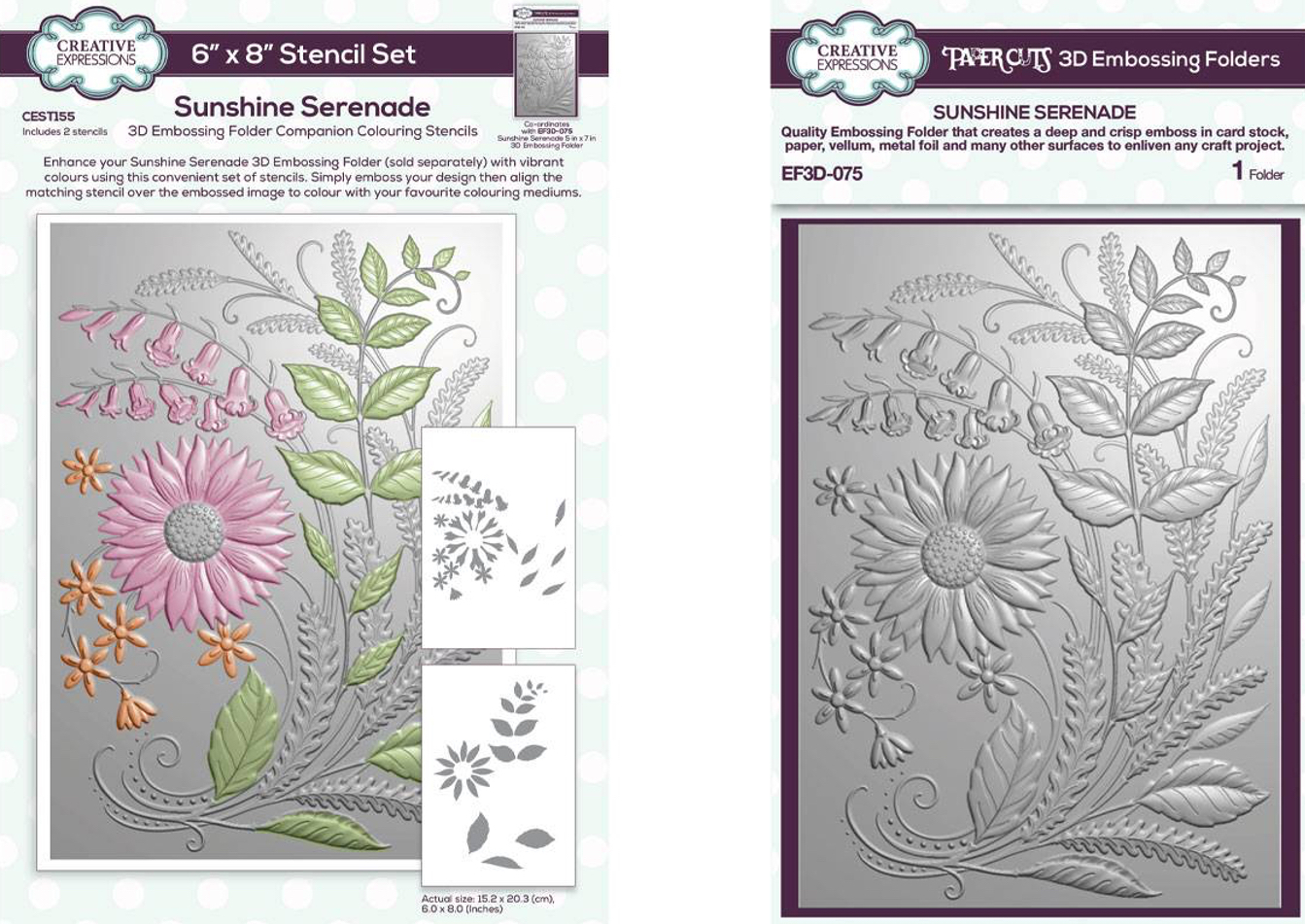 Creative Expressions Sunshine Serenade Embossing Folder and Stencil Bundle