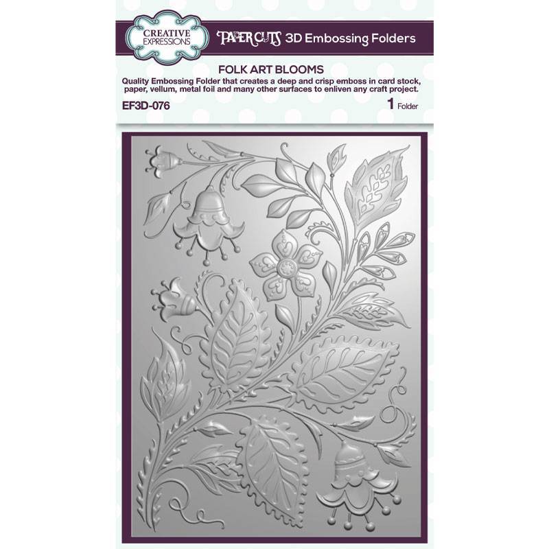 Creative Expressions Folk Art Blooms 5 in x 7 in 3D Embossing Folder EF3D-076