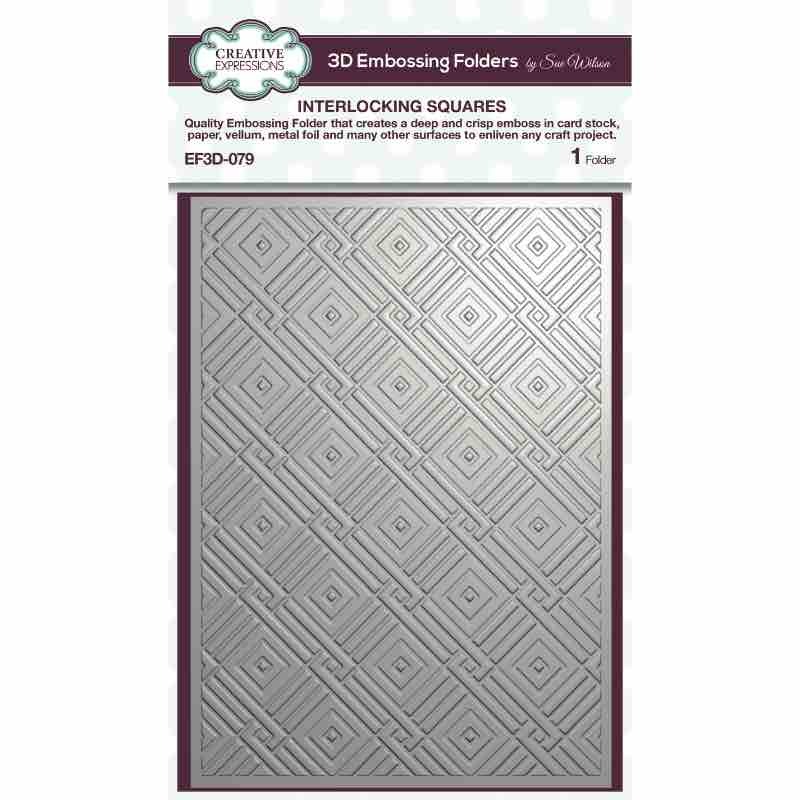 Creative Expressions Interlocking Squares 5 in x 7 in 3D Embossing Folder EF3D-079