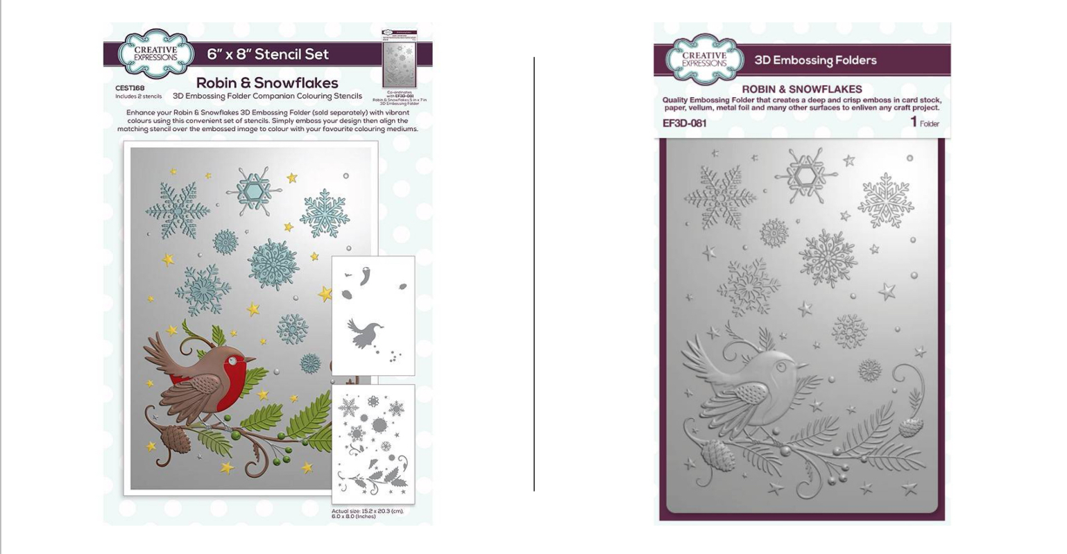 Creative Expressions Robin & Snowflakes Embossing Folder and Stencil Bundle