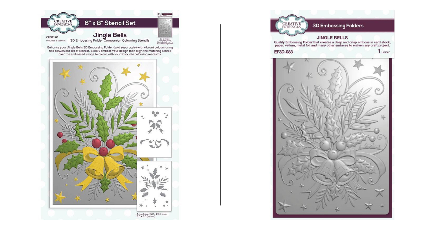 Creative Expressions Jingle Bells Embossing Folder and Stencil Bundle