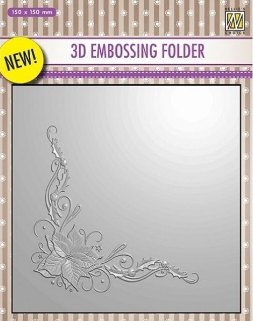 Nellie Snellen 3D Embossing Folder 6x6 Poinsettia Corner EF3D006