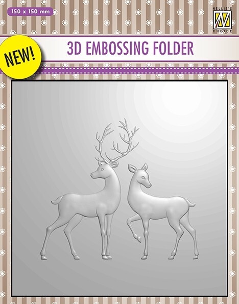 Nellie Snellen 3D Embossing Folder 6x6 Reindeers EF3D008
