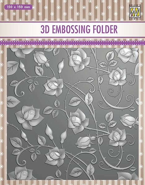 Nellie Snellen 3D Embossing Folder 6x6 Roses Background EF3D011