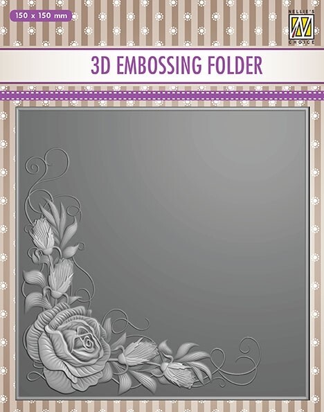 Nellie Snellen 3D Embossing Folder 6x6 Rose Corner EF3D012