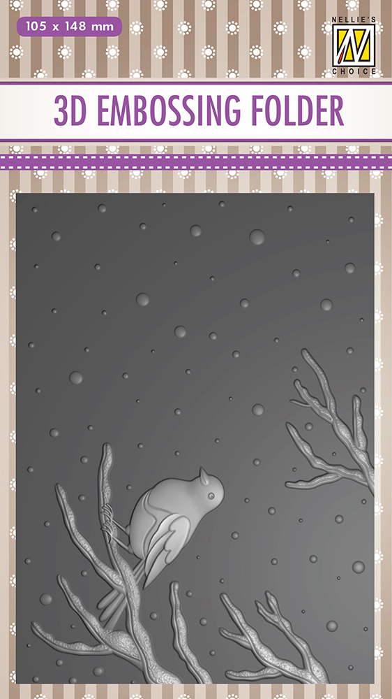 Nellie Snellen 3D Embossing Folder Bird on Branch EF3D016