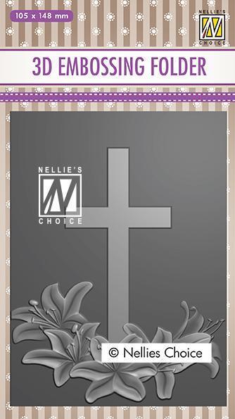 Nellie Snellen 3D Embossing Folder Cross 2 with Lilies EF3D019