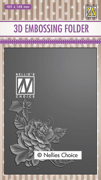 Nellie Snellen 3D Embossing Folder Rose Corner 2 EF3D021