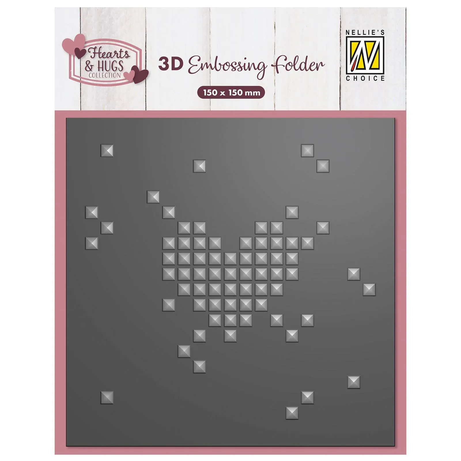 Nellie’s Choice 3D Embossing Folder - Pixel Heart - EF3D109