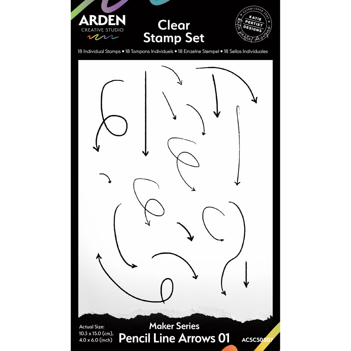 Arden Creative Clear Stamp Set - Maker Series - Pencil Line Arrows
