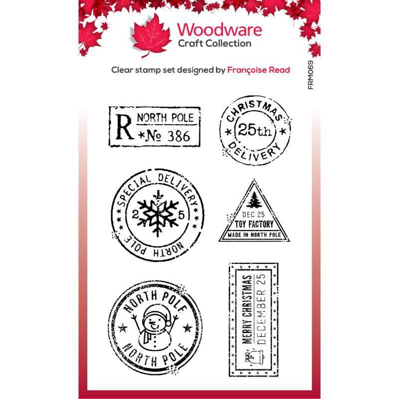 Woodware Clear Christmas Postmarks 3 in x 4 in Stamp FRM069