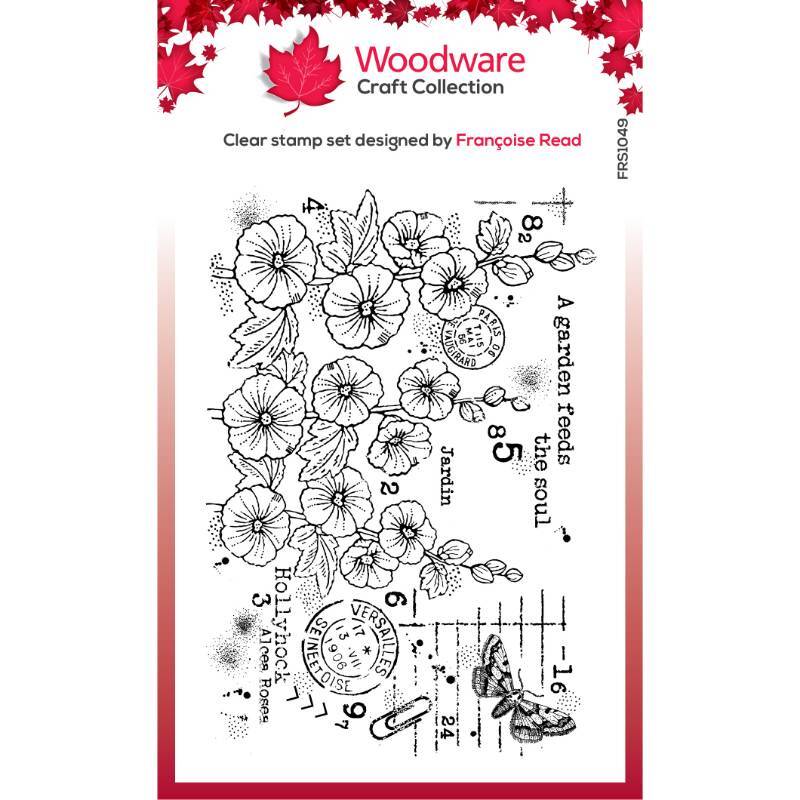 Woodware Clear Singles 4” x 6” Stamp Set - Hollyhocks - FRS1049
