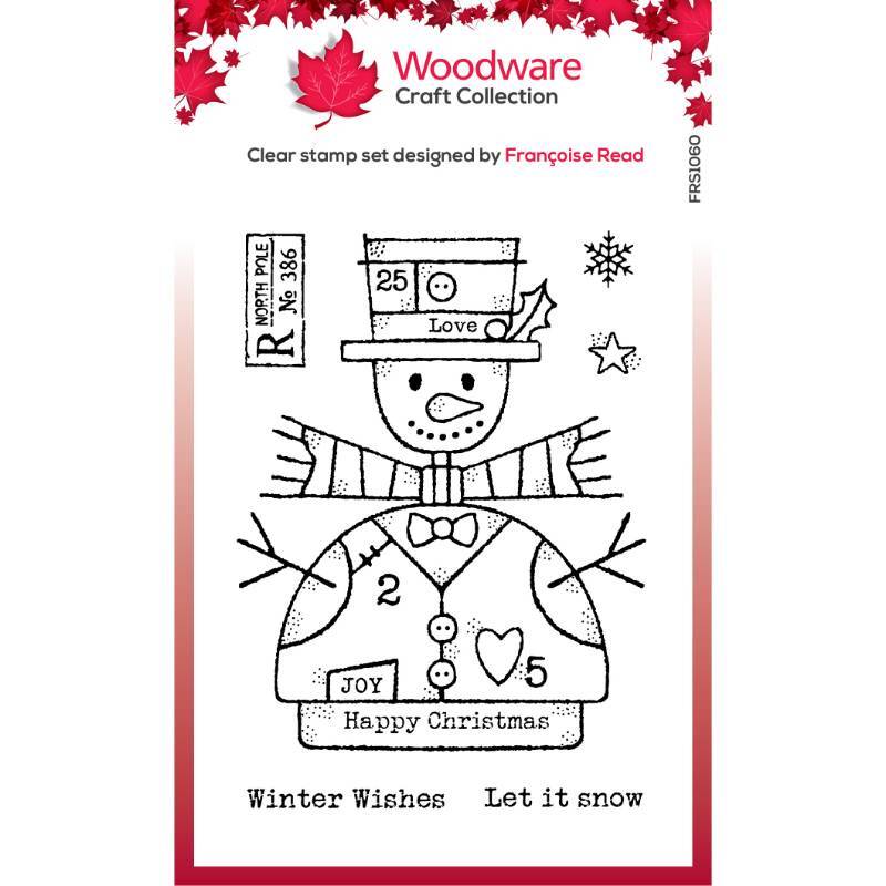 Woodware Clear Singles 4” x 6” Stamp Set - Wooden Snowman - FRS1060