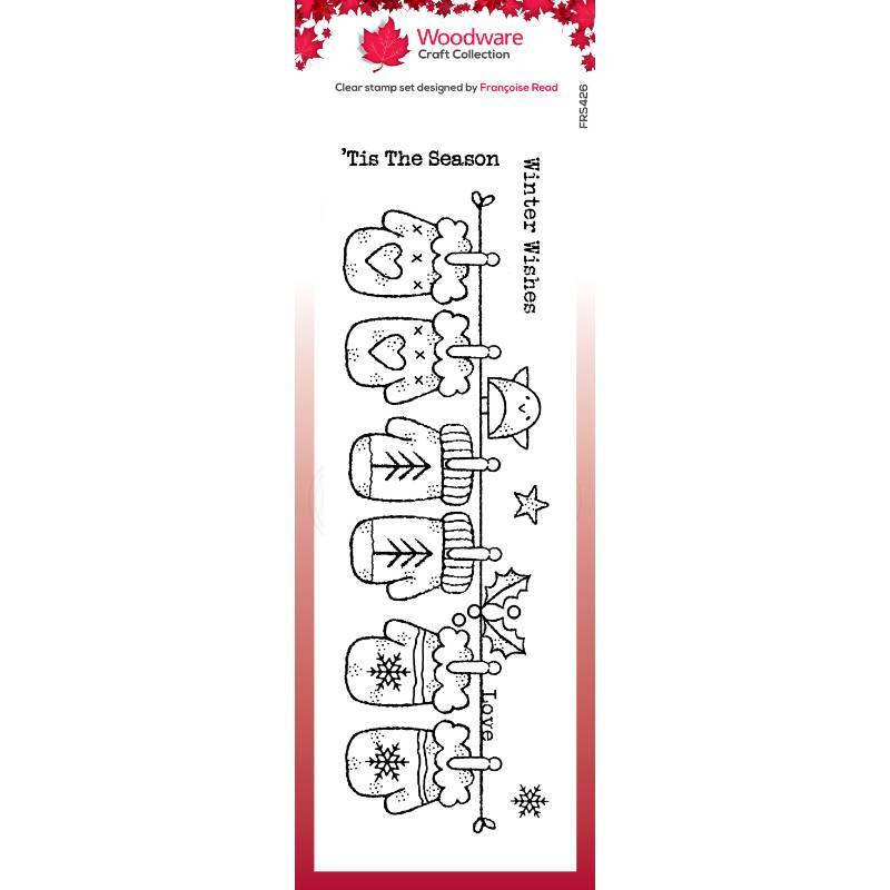Woodware Clear Singles 8” x 2.6” Stamp - Winter Mittens - FRS426