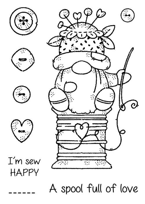 Woodware Clear Stamps Sewing Gnome