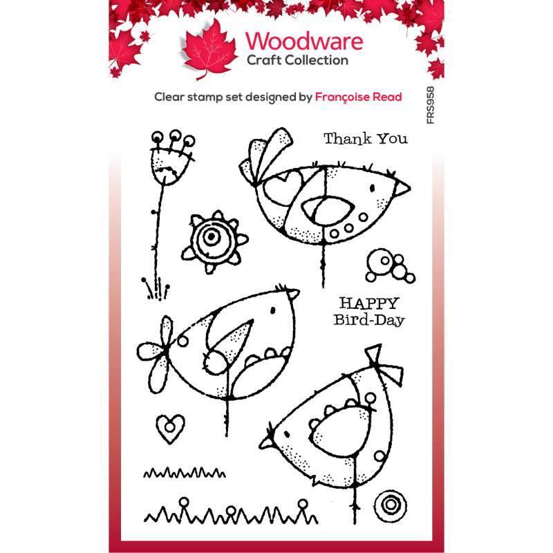 Woodware Clear Singles It’s A Bird-Day 4 x 6 Stamp