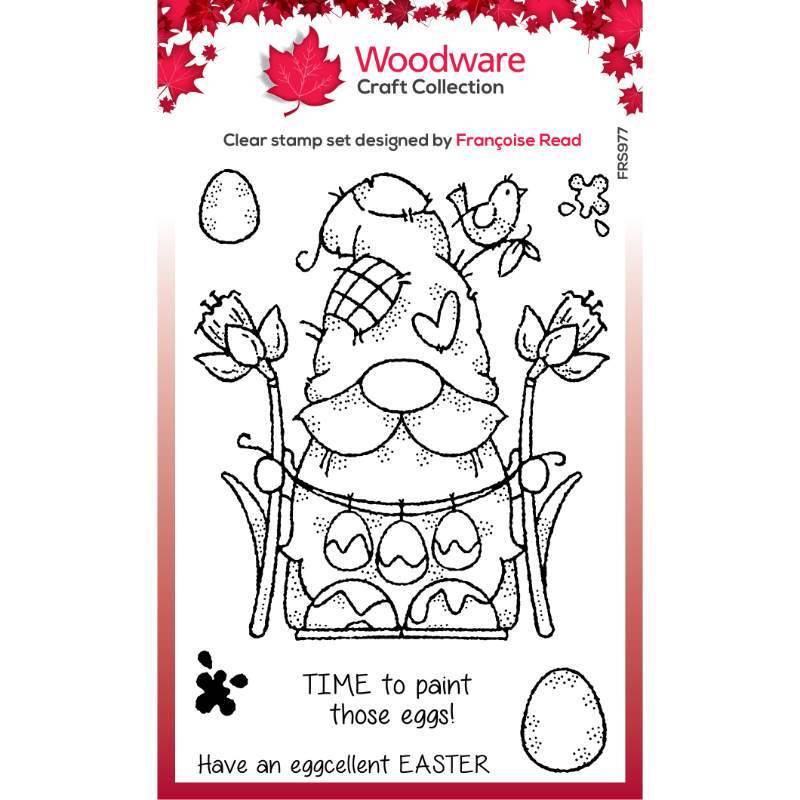 Woodware Clear Singles Egg Painting Gnome 4 in x 6 in Stamp FRS977