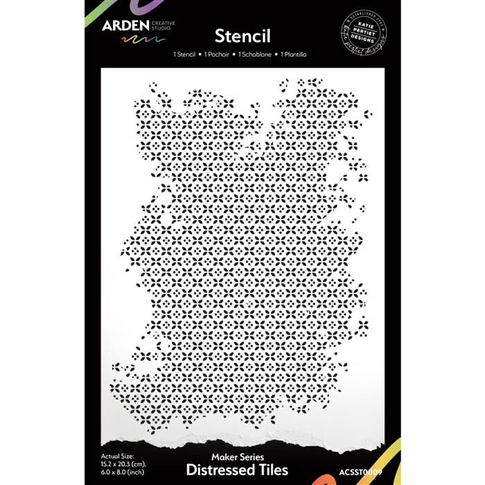 Arden Creative 6”x8” Stencil - Maker Series - Distressed Tiles