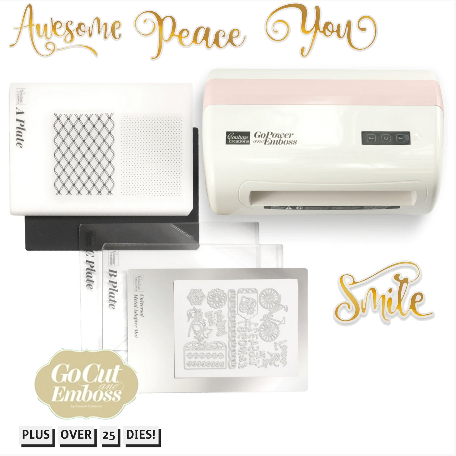 GoPower & Emboss with Couture Creations Delightful Sentiments Die Bundle