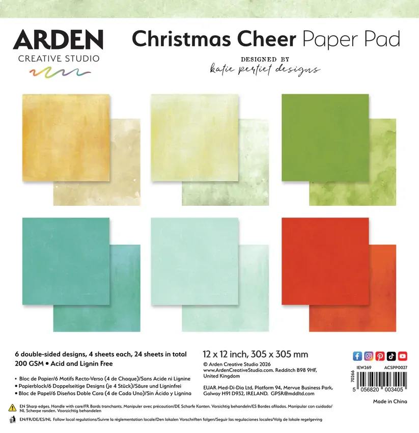Arden Creative 12 x 12 Paper Pad - Solids - Christmas Cheer