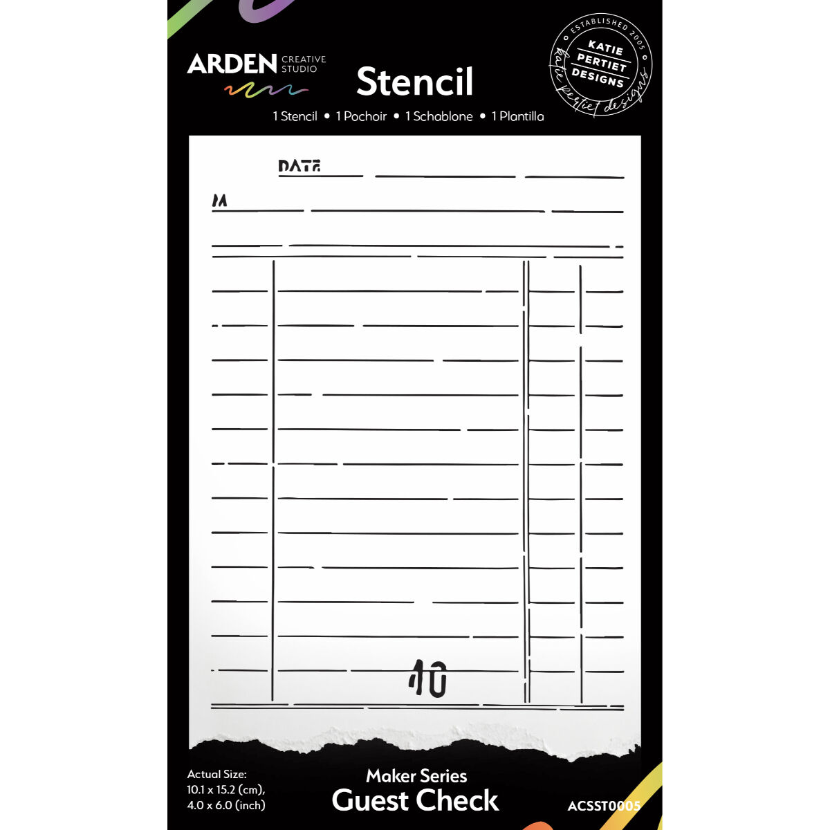 Arden Creative 4”x6” Stencil - Vintage Maker - Guest Check