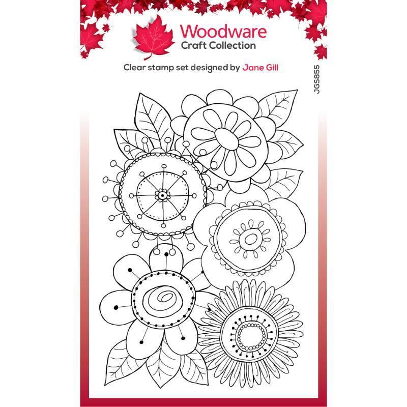Woodware Clear Singles Petal Doodles All Bunched Up 4 in x 6 in Stamp Set JGS855