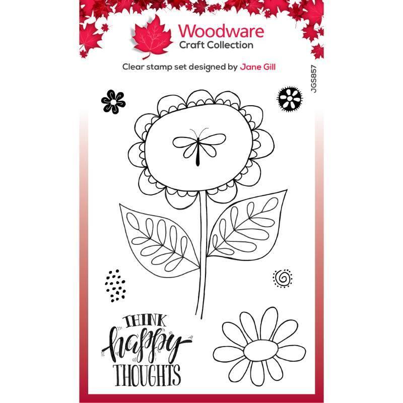 Woodware Clear Singles Petal Doodles Happy Thoughts 4 in x 6 in Stamp Set JGS857