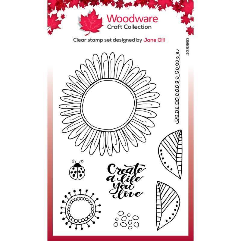 Woodware Clear Singles Petal Doodles Live Life 4 in x 6 in Stamp Set JGS860