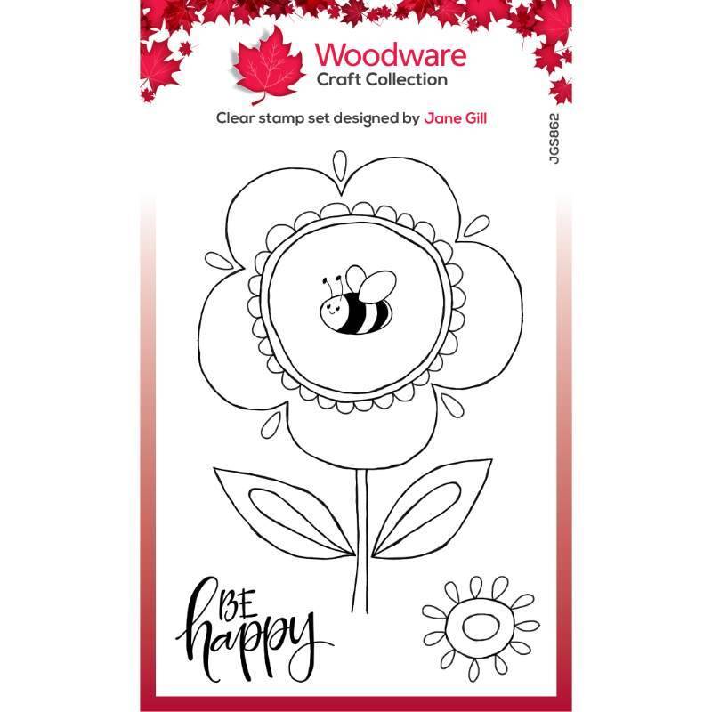 Woodware Clear Singles Petal Doodles Be Happy 4 in x 6 in Stamp Set JGS862