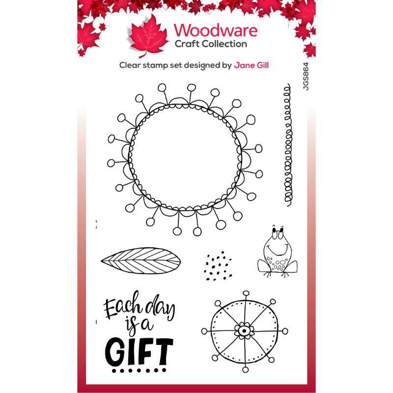 Woodware Clear Singles Petal Doodles It’s A Gift 4 in x 6 in Stamp Set JGS864