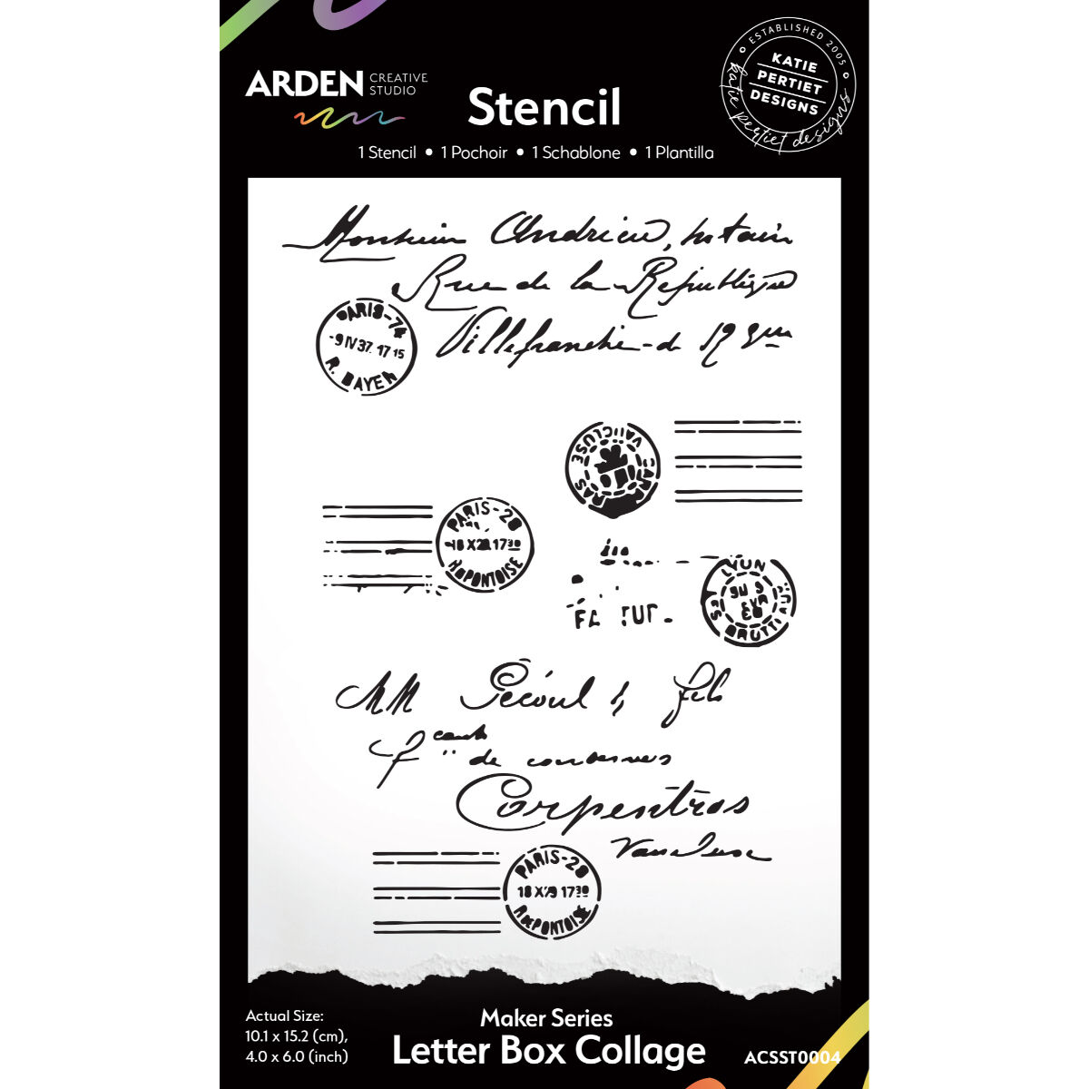 Arden Creative 4”x6” Stencil - Vintage Maker - Letter Box Collage