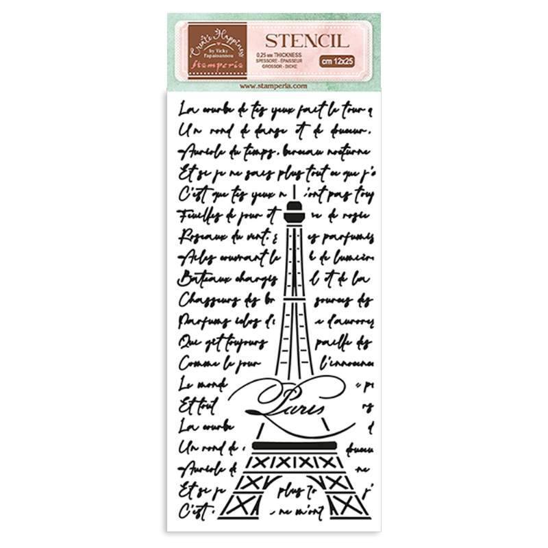 Stamperia 12 x 25 cm Thick Stencil Create Happiness Oh La La Tour Eiffel KSTDL80