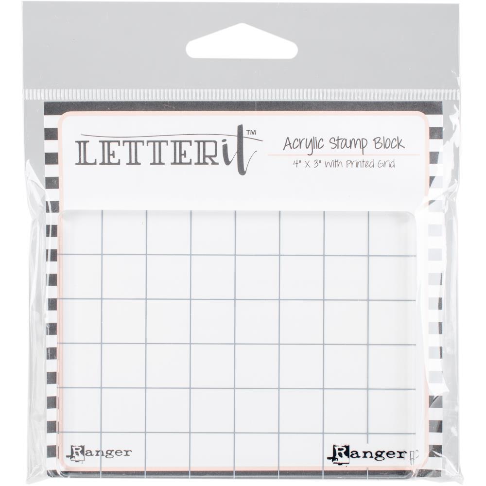 Ranger Letter it Acrylic Stamp Block 4 inch x 3 inch Printed Grid